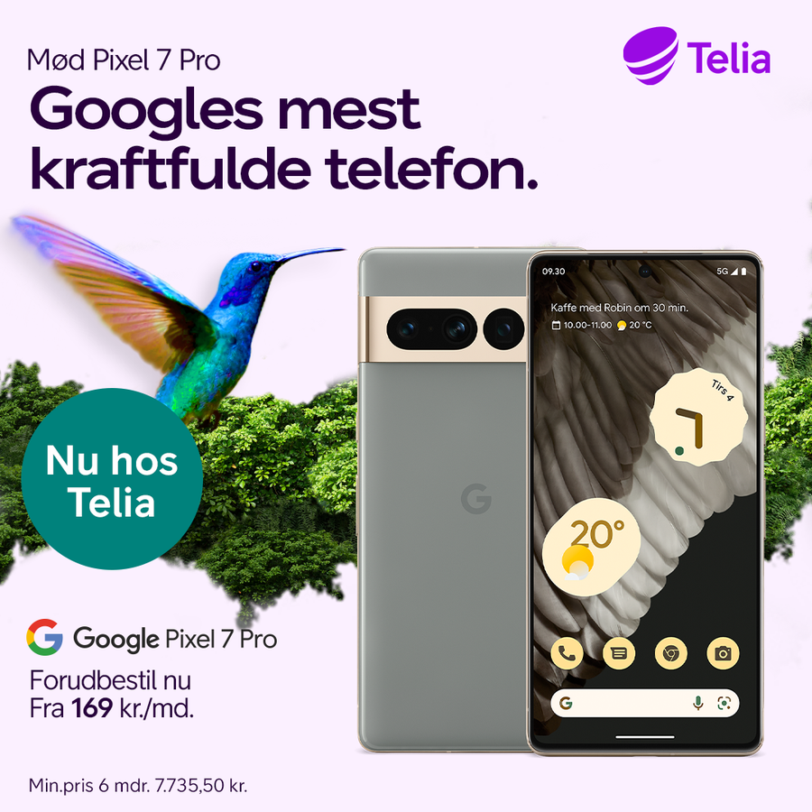 Du kan få den skarpe Google Pixel 7 og 7 Pro hos Telia. Foto: Telia